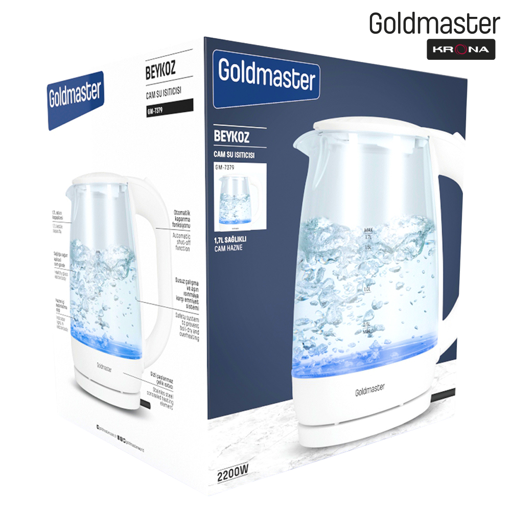 Электрочайник Goldmaster Beykoz Glass 1,7L⚡ — купить с доставкой по России  в интернет-магазине Krona