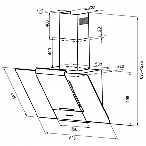 TALLI 600 inox/black glass 3P